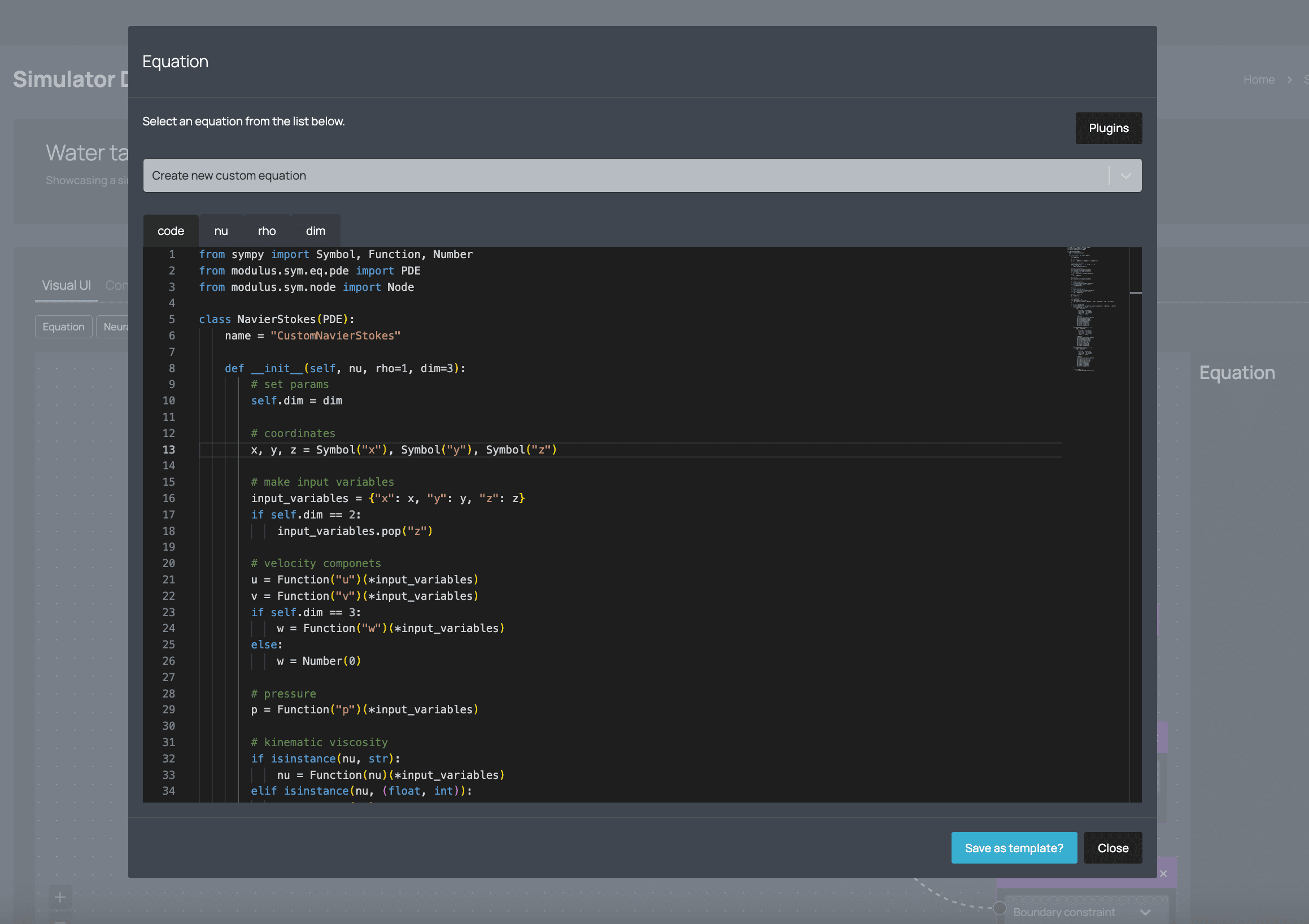 Custom equations in Siml.ai